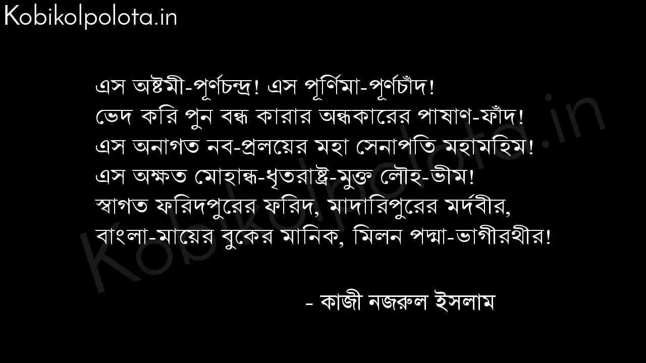 Purno avinondon poem lyrics Kazi Nazrul Islam পূর্ণ-অভিনন্দন (কবিতা) - কাজী নজরুল ইসলাম