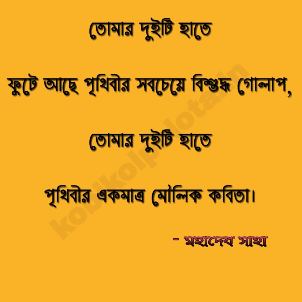 তােমার দুইটি হাতে পৃথিবীর মৌলিক কবিতা - মহাদেব সাহা